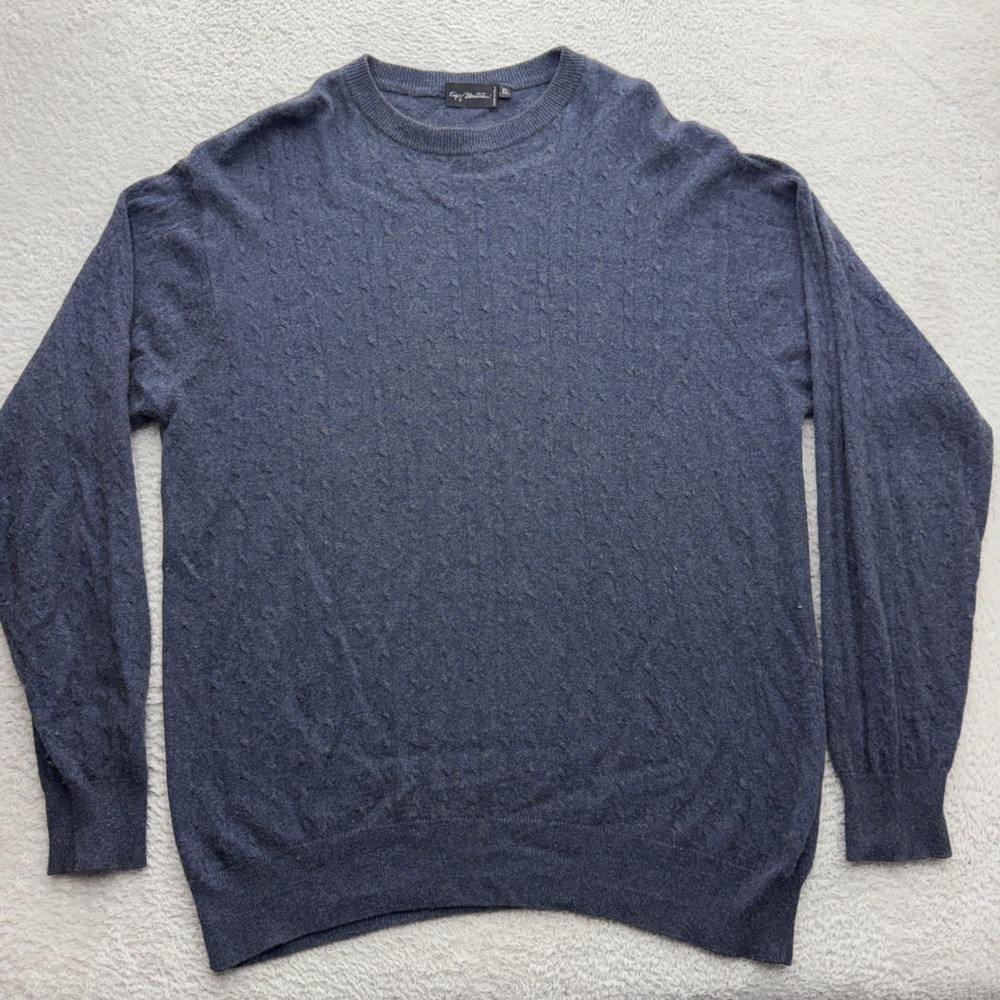 Enzo Mantovani Mens Blue Cashmereu Silk Crewneck Sweater Made in Italy XL